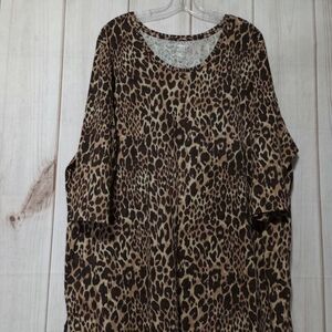 Catherines Blouse Ladies 2x Animal Print Short Sleeve